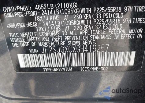 2016 Subaru Forester 2.0Xt Touring из США, поврежденный, VIN JF2SJGXCXGH419257